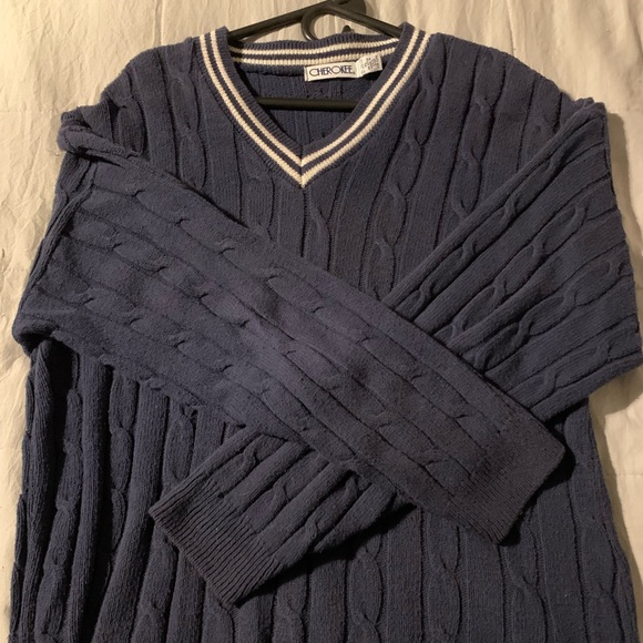 Navy Blue Cherokee V-Neck Sweater Size XL Vintage! - Picture 1 of 2